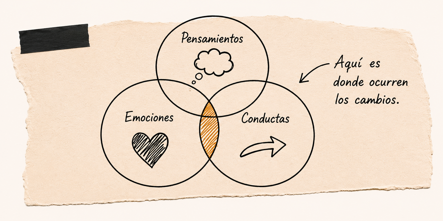 Diagrama de pensamientos, emociones y conductas en terapia individual online